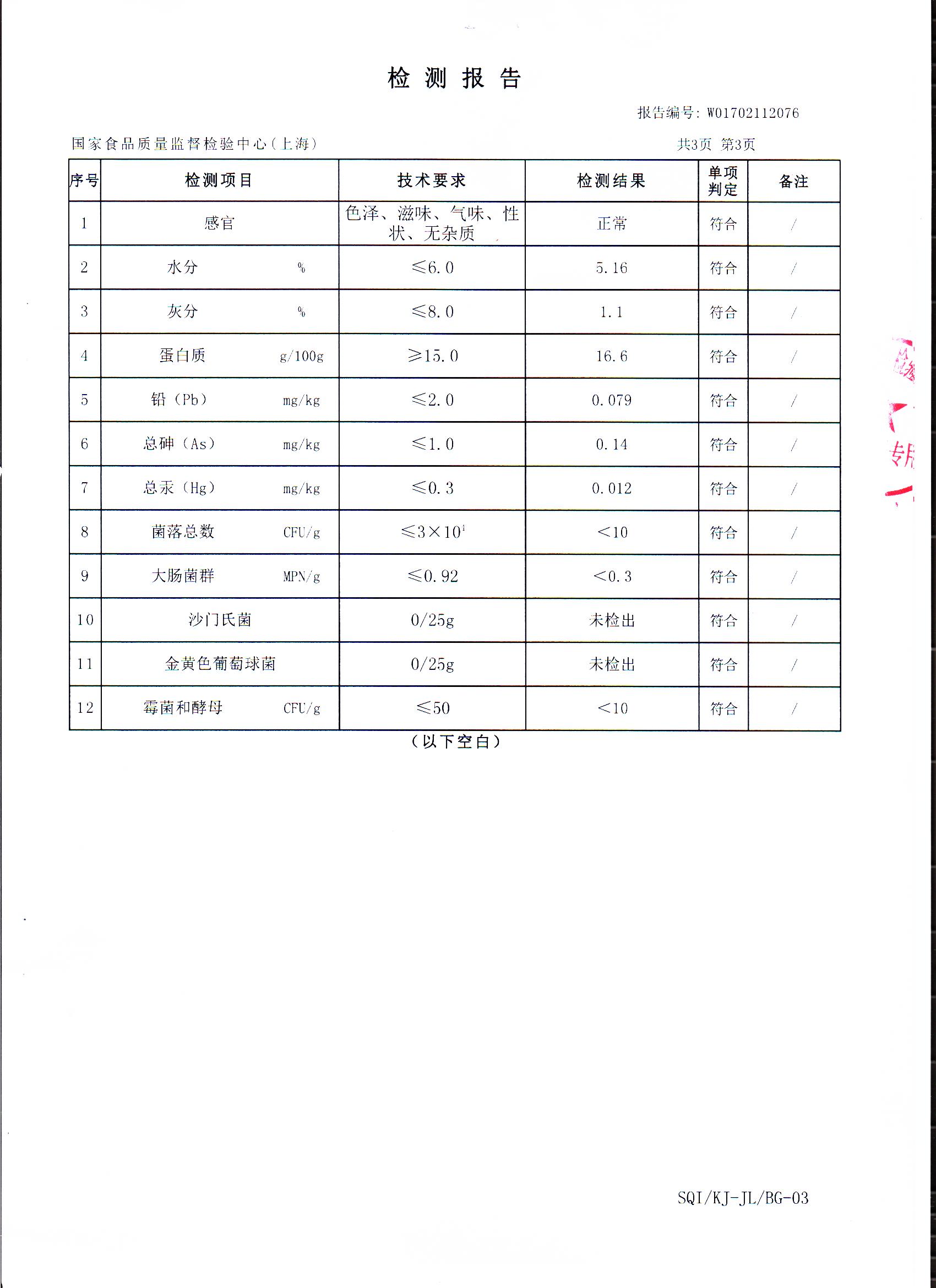 2017年 菇新破壁靈芝孢子粉顆粒 重金屬檢測(cè)報(bào)告