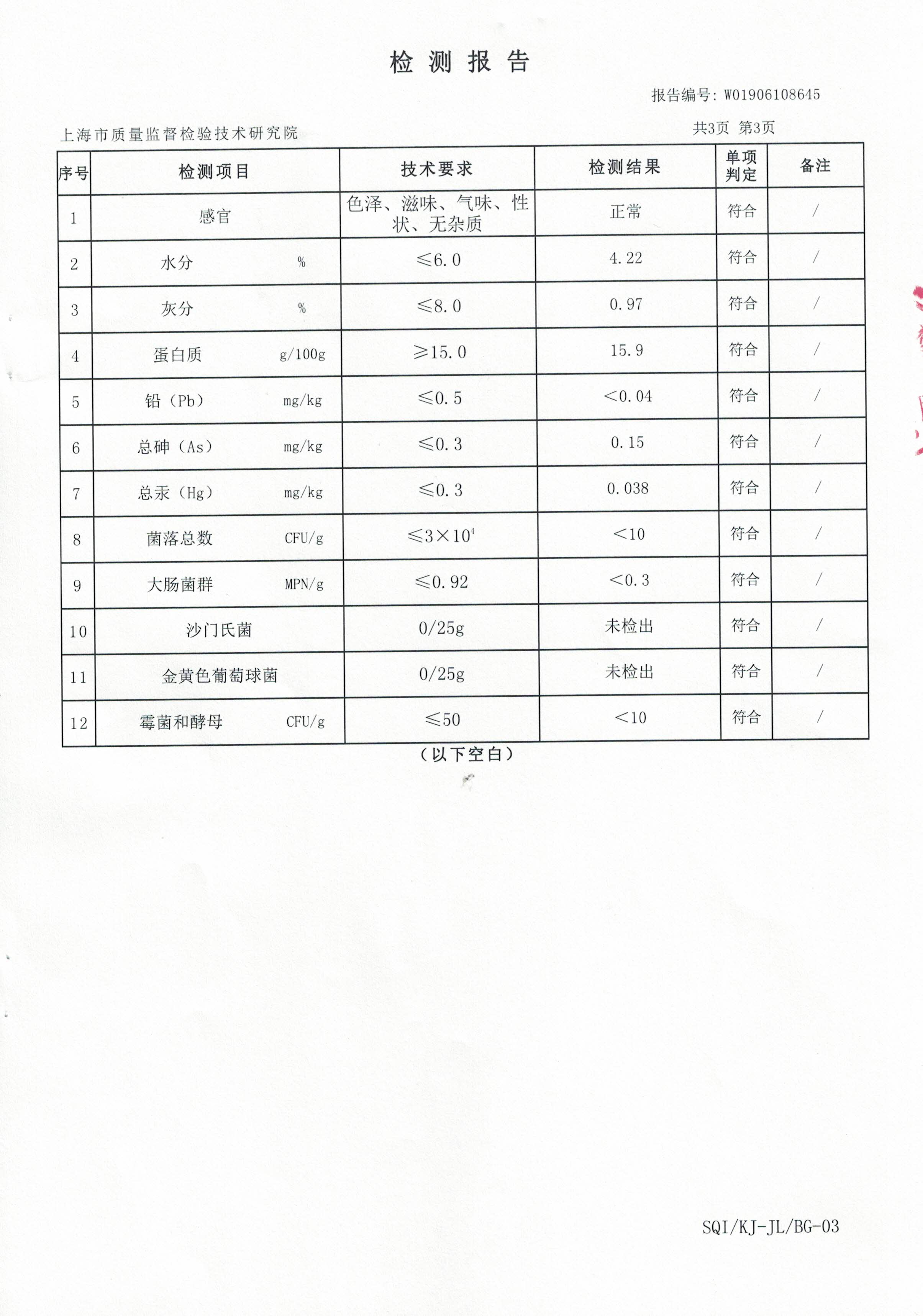 2019年菇新破壁靈芝孢子粉顆粒 重金屬含量檢測報(bào)告